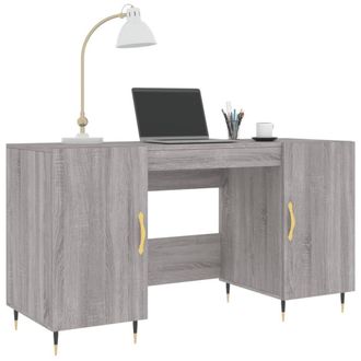 Berkfield Home Elegant Desk Grey Sonoma 140x50x75 cm Engineered Wood | Size: 140 x 50 x 75 cm