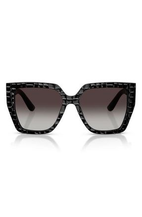 Dolce & Gabbana 55mm Square Sunglasses in Black Texture Cocco /Grey at Nordstrom