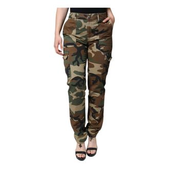 Dolce & Gabbana Multicolor Cargo Broek met Logodetails - Dames - Slim Fit Broeken - Veelkleurig - 2XS - Katoen - Broeken