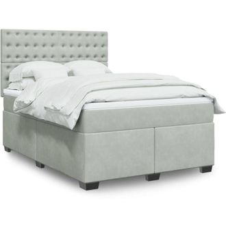 vidaXL Vidaxl - Cama Box Spring Con Colch&oacute;n Terciopelo Gris Claro 140x190 Cm