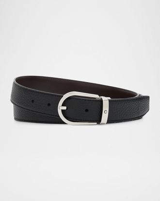 Montblanc Men & apos;s Horseshoe-Buckle Reversible Leather Belt
