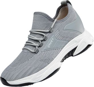 Generic Mens Running Trainers - Mens Height Increasing Sneakers Fashionable Solid Color Breathable Mesh Running Casual Lightweight Athletic Footwear Grey