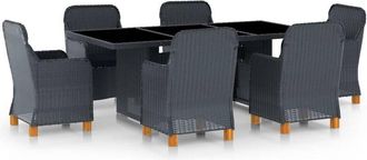 vidaXL Set Comedor Jard&iacute;n 7 Pzas Cojines Rat&aacute;n Sint&eacute;tico Gris Oscuro Vidaxl