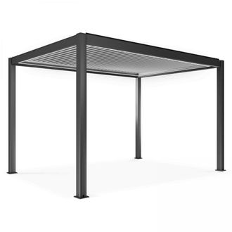 Oviala P&eacute;rgola bioclim&aacute;tica autoportante motorizada de 3 x 4 x 2,5m gris