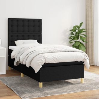 vidaXL Cama Box Spring Con Colch&oacute;n Tela Negro 80x200 Cm Vidaxl