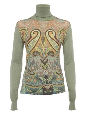 Etro Paisley turtleneck blouse - Green