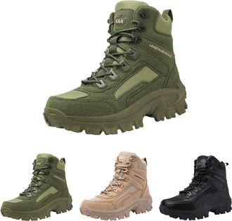 Generic Hiking Boots for Mens Ankle High Top Waterproof Boots with Side Zipper Lightweight Non-Slip Lace-up Walking Booties Outdoor Camping Trekking Hiking Fo