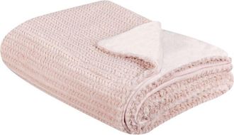 Beliani Beliani - Manta De Poli&eacute;ster Rosa Pastel 150 X 200 Cm Colcha Cubrecama Pelo Suave Bjas
