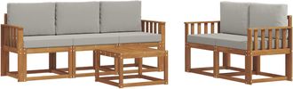 vidaXL Conjunto De Sof&aacute;s De Exterior 6 Uds. Gris Natural Y Claro Vidaxl