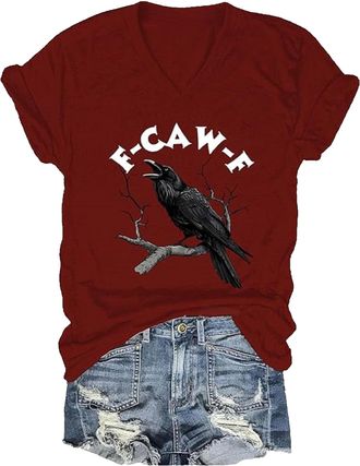 Generic F-Caw-F Crow Shirt F Caw F Crow T-Shirt (Red L) (L Red)