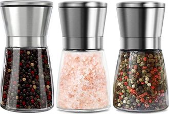 OEM Set Di 3 Macinapepe E Macinasale In Acciaio Inox, Macinapepe In Ceramica Di Alta Qualit&agrave; Con Macinatura Regolabile, Macinapepe E Macinasale Manuale Pe