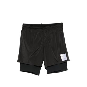SATISFY Layered Logo-print Shorts