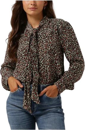 Scotch & Soda Groene Stropdas Hals Blouse Shirt - Dames - Blouses - Veelkleurig - XS - Overhemden