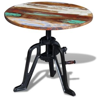 vidaXL Vidaxl - Mesita Auxiliar Madera Reciclada Y Hierro Fundido 60x(42-63) Cm