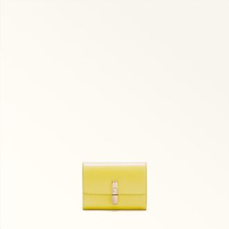 Furla Iride Compact Wallet S Mudec Yellow Textured Leather Woman