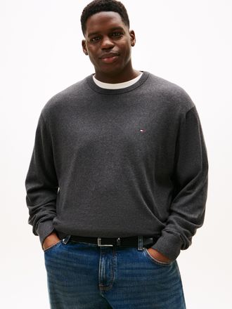 Tommy Hilfiger Big & Tall Rundhalspullover BT-PIMA ORG CTN CASHMERE CN-B, Herren, Gr. 5XL, grau (dunkelgrau heather), Strick, Obermaterial: 92% Baumwolle, 8% Kaschmir, TOMMY HI