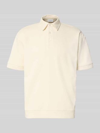 Lindbergh Lindbergh Oversized Poloshirt mit Polokragen und Label-Detail in Ecru, Gr&ouml;&szlig;e XXXL