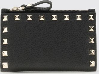 Valentino Garavani Portafoglio bifold Rockstud in pelle di vitello a grana con borchie