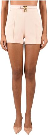 Elisabetta Franchi Shorts in cr&ecirc;pe leggero con cintura - - Shorts - Donna - Beige - S