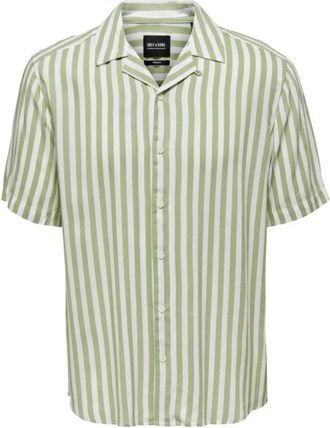 Only & Sons Katoenen Shirt met Patroon - Heren - Korte mouwen Overhemden - Groen - 2XL - Katoen - Overhemden