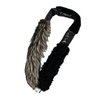 Moncler Pre-owned Sciarpa Mixed Fur Down Scarf - Dames - Pre-owned - Zwart - Maat: ONE Size