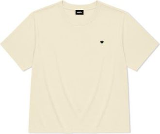 Dalix Lil Heart Relaxed Midweight Jersey Tee in Butter at Nordstrom, Size Xx-Large