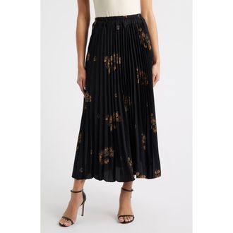 Nikki Lund Alessandra Pleated Midi Skirt in Black at Nordstrom, Size X-Large