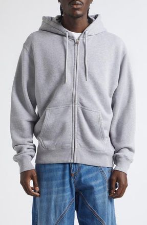 J.W.Anderson Loafer Stitch Zip Hoodie in Mid Grey Melange at Nordstrom, Size X-Large
