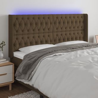 vidaXL Cabecero Con Led De Tela Marr&oacute;n Oscuro 203x16x118/128 Cm Vidaxl