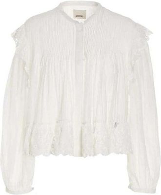 Isabel Marant Kanten Blouse Klassieke Blouse Stijl - Dames - Blouses - Wit - XS - Leer - Overhemden