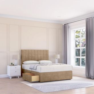 Sloomy Kansas Naples Bed Set With No Drawers Mattress & 54 Headboard in Light Brown | Size: Single