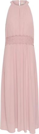 Kaffe Rose Tan Halternek Jurk met Geborduurde Details - Dames - Maxi kleedjes - Roze - 2XS - Polyester - Kleedjes