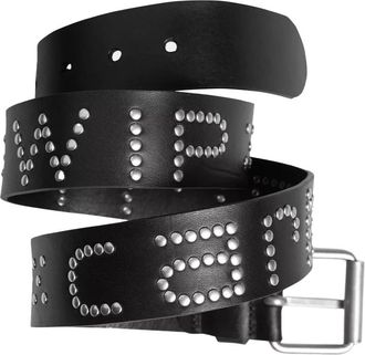 Carhartt Work in Progress Accessoires, unisex, Zwart, M, Leer, Stijlvol Script Studs Riem Zwart Zilver