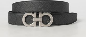 Ferragamo Cintura Gancini Ferragamo reversibile in pelle e cotone spalmato