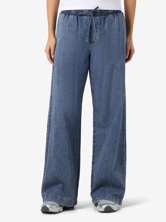 Noisy May Sweathose NOISY MAY NMENZA MW WIDE PANTS MG004MB NOOS, Damen, Gr. XL, N-Gr, medium blau denim, Web, Obermaterial: 100% Baumwolle, unifarben, regular f