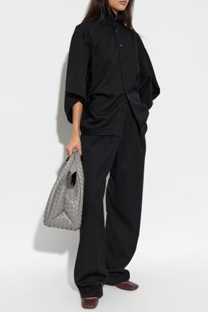 Bottega Veneta Wool Pleated Trousers, Womens, Black