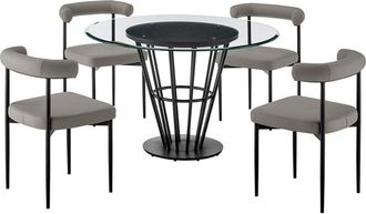 Armen Living Veronica Shannon 5Pc Round Glass Dining Table Set