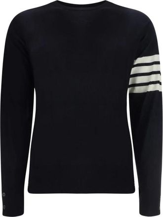Thom Browne Gestreepte wollen trui - Heren - Ronde hals truien - Blauw - S - Wol - Truien & Vesten