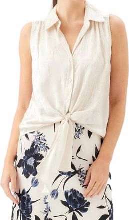 Karen Kane Sleeveless Tie-Front Top In Ecru