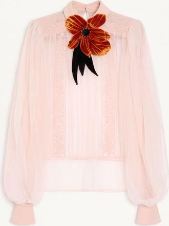 Valentino Top In Organza Ricamato Donna ROSA 36