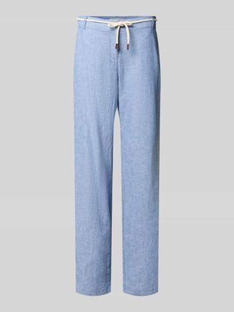Christian Berg Hose aus Leinen-Baumwoll-Mix mit Bindeg&uuml;rtel in Blau Melange, Gr&ouml;&szlig;e 34