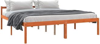 vidaXL Bed Frame with Headboard Wax Brown 180 x 200 cm Solid Pine Wood vidaXL