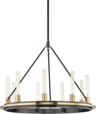 Hudson Valley Lighting Chambers L&aacute;mpara Colgante 9 Luces Lat&oacute;n Envejecido, Vidrio