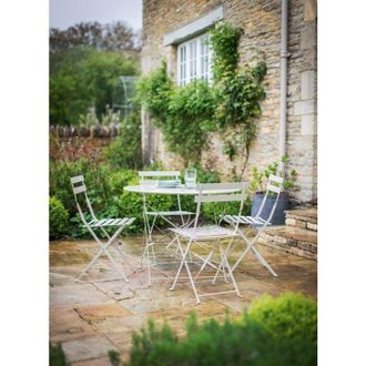Garden Trading Rive Droite Outdoor Patio 4 Seater Bistro Table Chairs Clay Steel