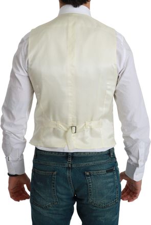 Dolce & Gabbana White Waistcoat Formal Wool Mens Vest