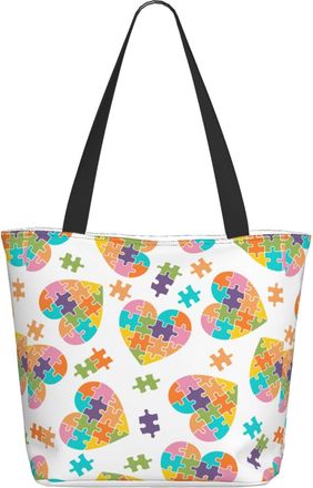 AOOEDM Colorful Autism Awareness Ladies Shopping Bag 13x11x7in.The Perfect ValentineS Day Gift.It Is The Best ValentineS Day Gift For Mom, Daughter, Wife,Etc