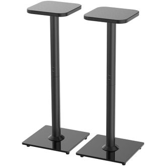 Relaxdays Relaxdays Soportes Para Altavoces, Set 2 Uds., Hasta 10 Kg, Antideslizantes, 78,5x30x30 Cm, Acero Y Vidrio, Negros