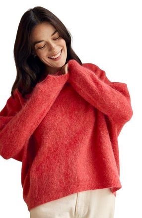 Celtic & Co. Crew Neck Alpaca Sweater in Red Orange at Nordstrom, Size X-Small