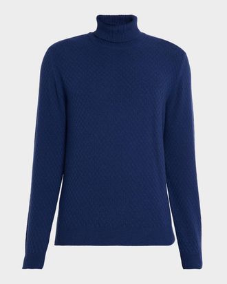 Neiman Marcus Men & apos;s Wool and Cashmere Basketweave Turtleneck Sweater