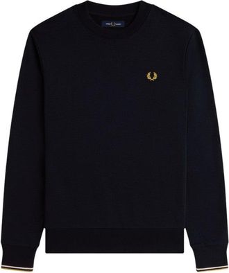 Fred Perry Regular Fit Black Hoodie With Ribbed Edges